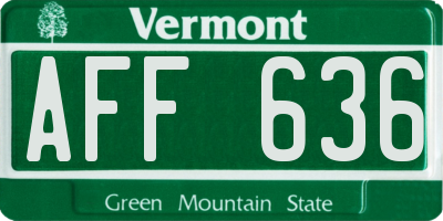 VT license plate AFF636