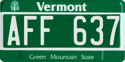 VT license plate AFF637