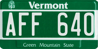 VT license plate AFF640