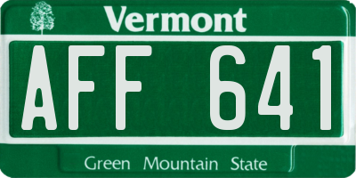 VT license plate AFF641