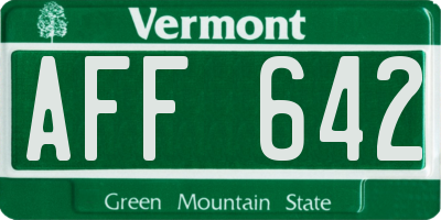 VT license plate AFF642