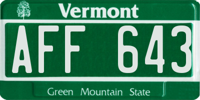 VT license plate AFF643