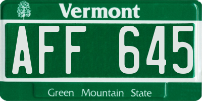 VT license plate AFF645