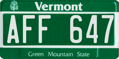 VT license plate AFF647