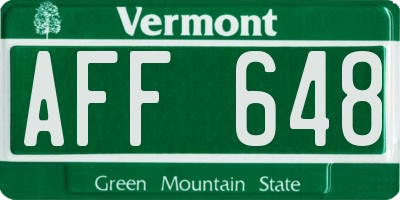 VT license plate AFF648