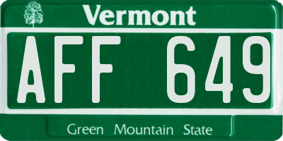 VT license plate AFF649