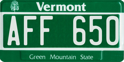 VT license plate AFF650