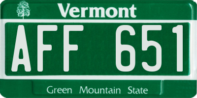 VT license plate AFF651