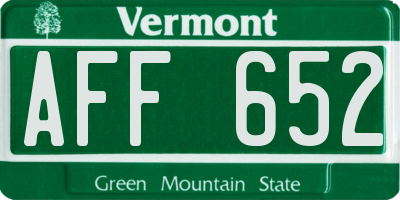 VT license plate AFF652