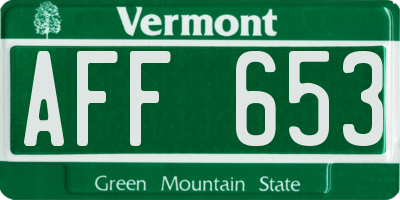 VT license plate AFF653
