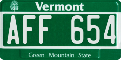 VT license plate AFF654