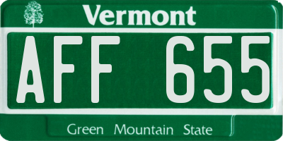VT license plate AFF655