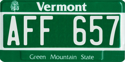 VT license plate AFF657