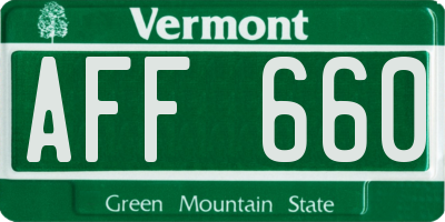 VT license plate AFF660