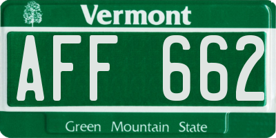 VT license plate AFF662