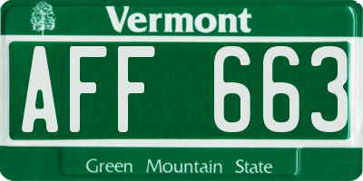 VT license plate AFF663