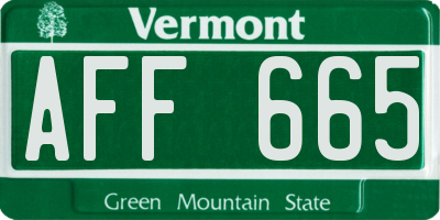 VT license plate AFF665