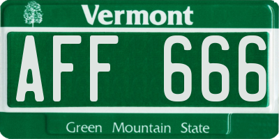 VT license plate AFF666
