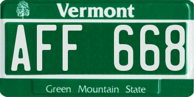 VT license plate AFF668
