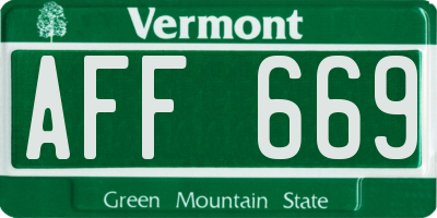 VT license plate AFF669