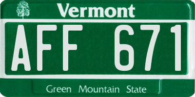 VT license plate AFF671