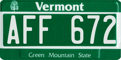 VT license plate AFF672