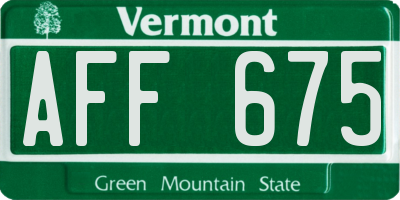 VT license plate AFF675