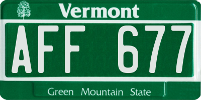 VT license plate AFF677