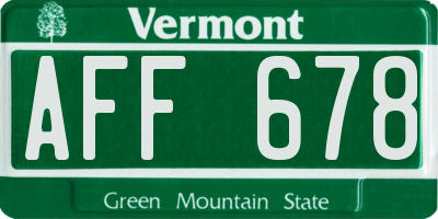 VT license plate AFF678