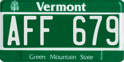 VT license plate AFF679