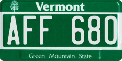 VT license plate AFF680