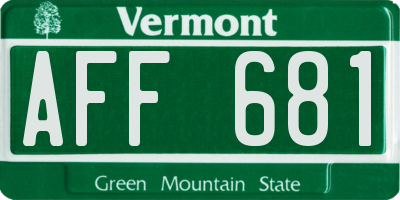 VT license plate AFF681