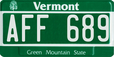 VT license plate AFF689