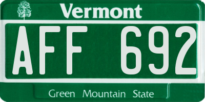 VT license plate AFF692