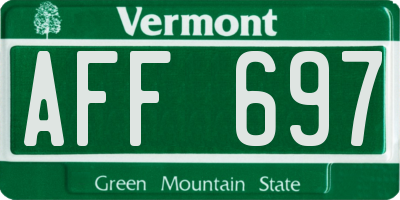 VT license plate AFF697
