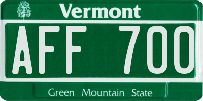 VT license plate AFF700