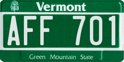 VT license plate AFF701