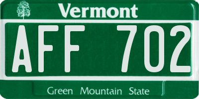 VT license plate AFF702