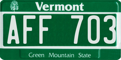VT license plate AFF703