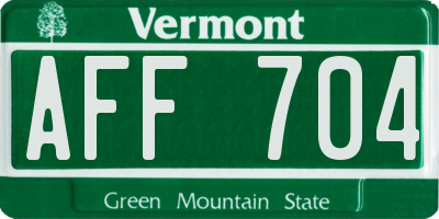 VT license plate AFF704