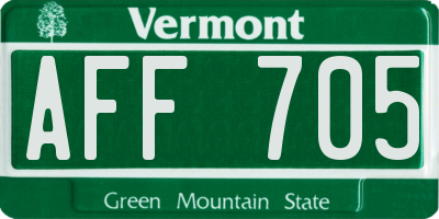 VT license plate AFF705