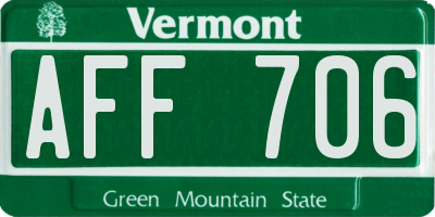 VT license plate AFF706