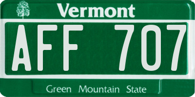 VT license plate AFF707