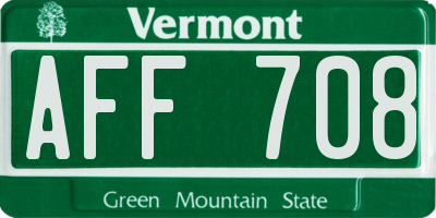 VT license plate AFF708