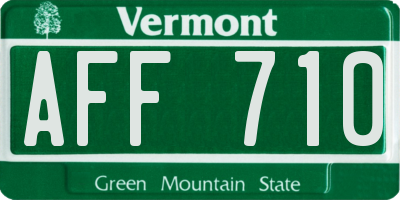 VT license plate AFF710