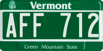 VT license plate AFF712