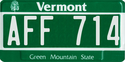 VT license plate AFF714