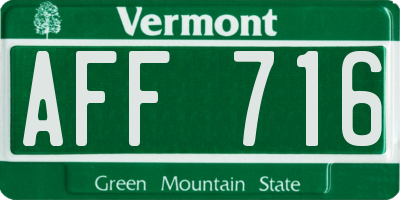 VT license plate AFF716