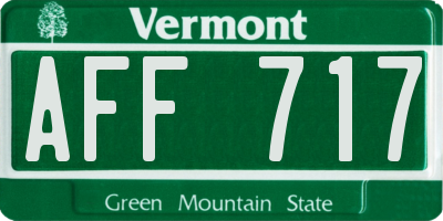 VT license plate AFF717