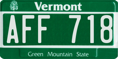 VT license plate AFF718